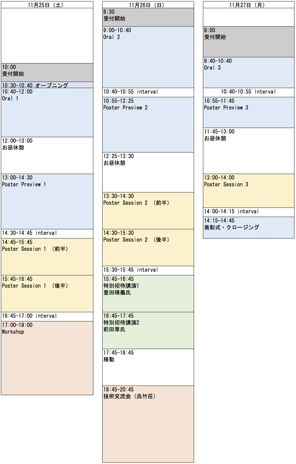 講演日程表