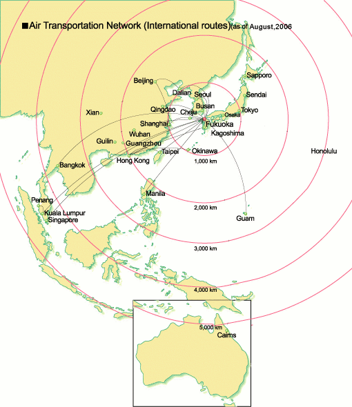 International air route to Fukuoka